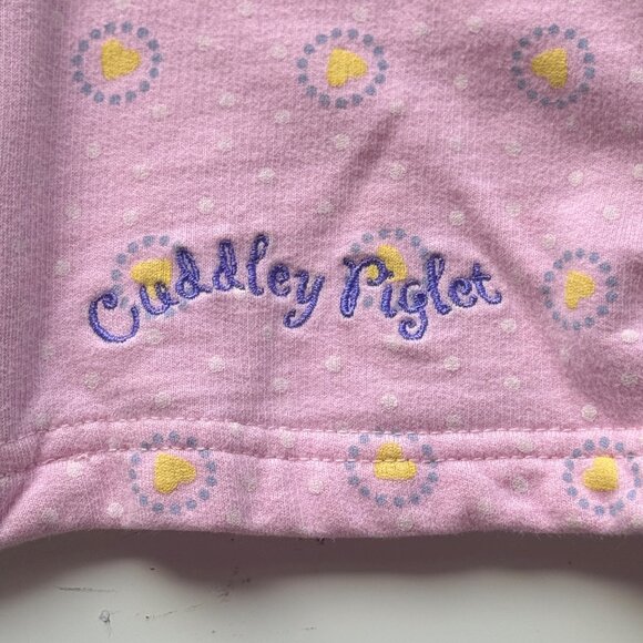 Disney Y2K Infant Pink Hooded Jacket Piglet Embroidered Cozy 12M Fleece - Picture 9 of 11